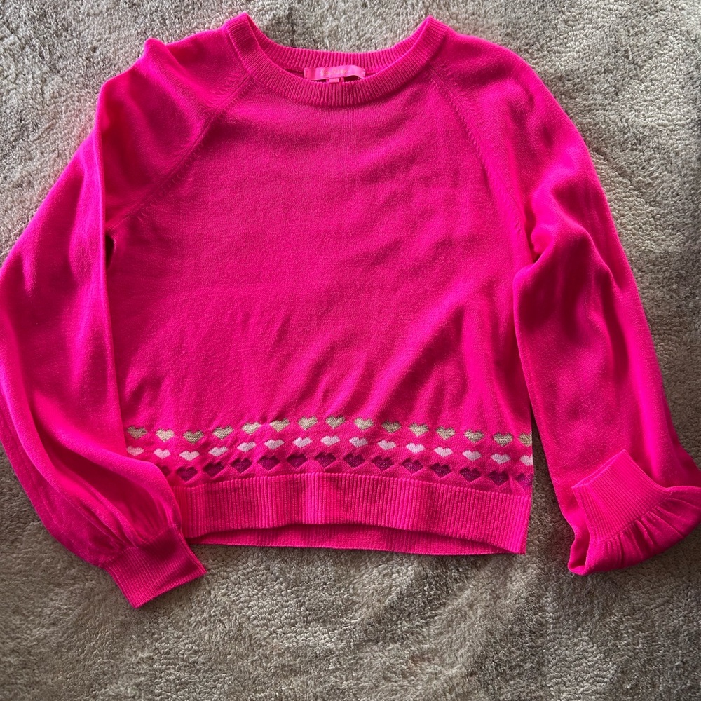 Lilly Pulitzer Pink Sweater with Heart Accents